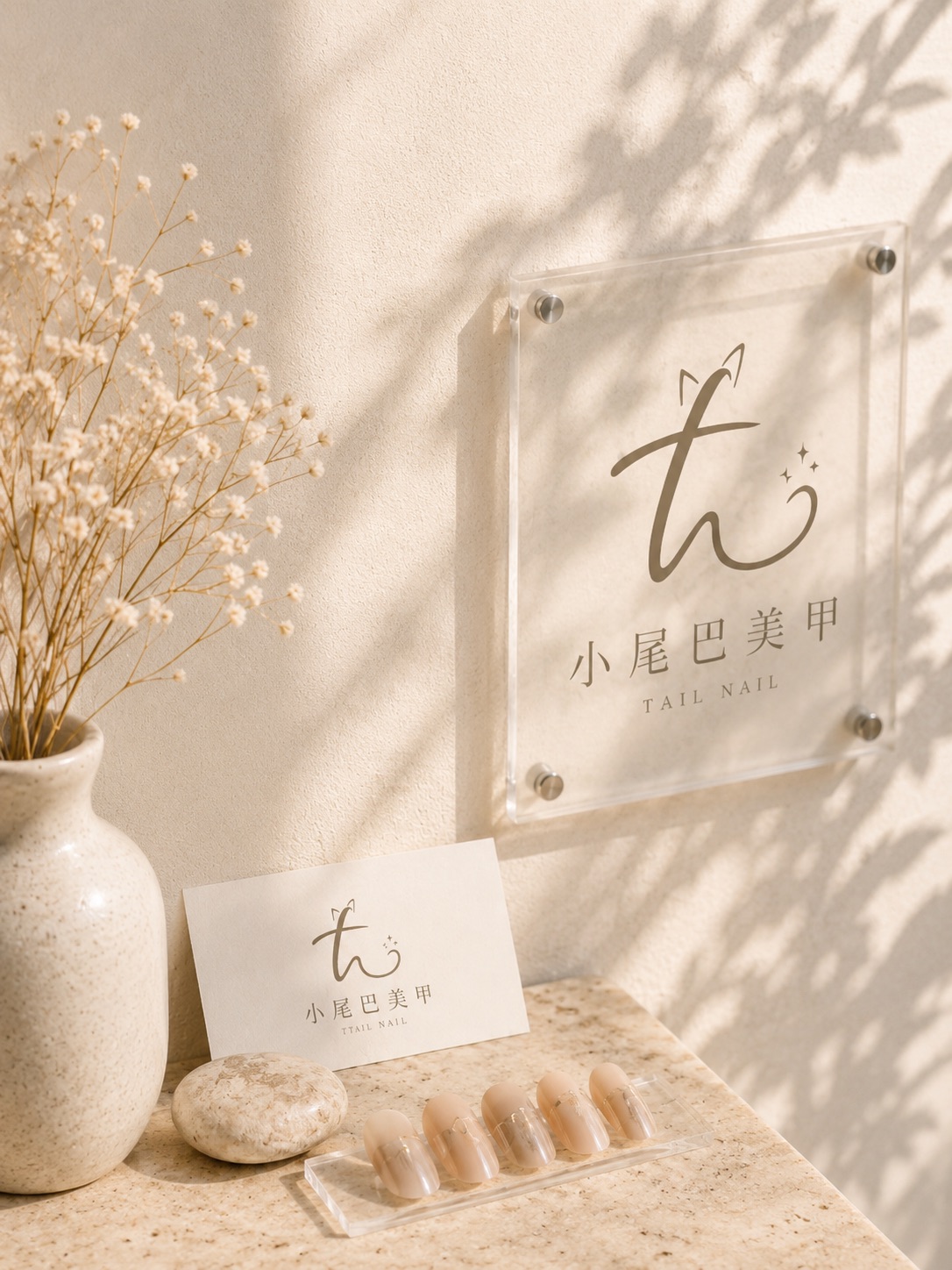 小尾巴美甲 Ttail Nail 品牌標誌與自然光影形象照